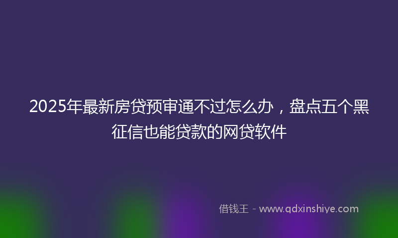 2025年最新房贷预审通不过怎么办，盘点五个黑征信也能贷款的网贷软件
