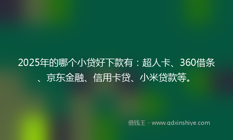 2025年的哪个小贷好下款有：超人卡、360借条、京东金融、信用卡贷、小米贷款等。