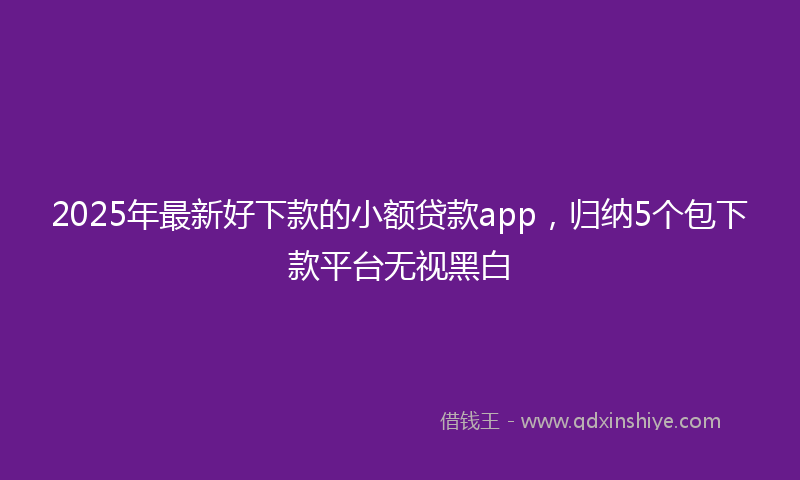 2025年最新好下款的小额贷款app，归纳5个包下款平台无视黑白