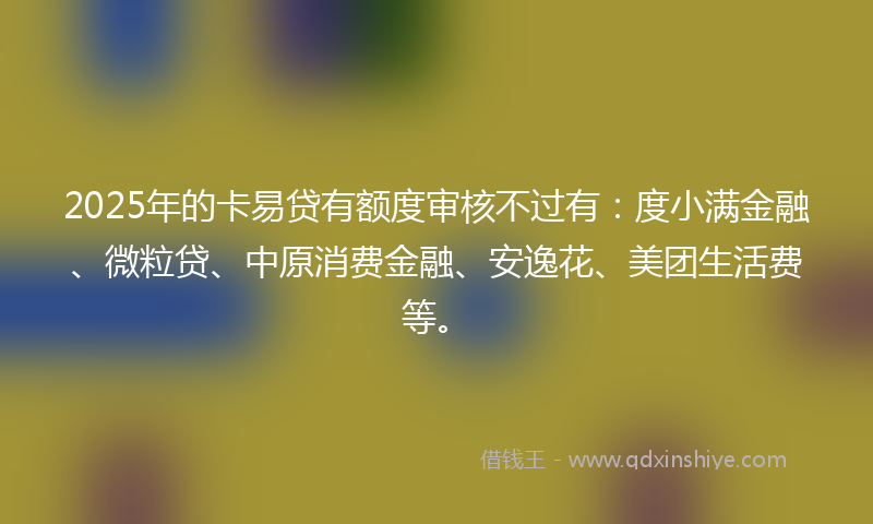 2025年的卡易贷有额度审核不过有：度小满金融、微粒贷、中原消费金融、安逸花、美团生活费等。