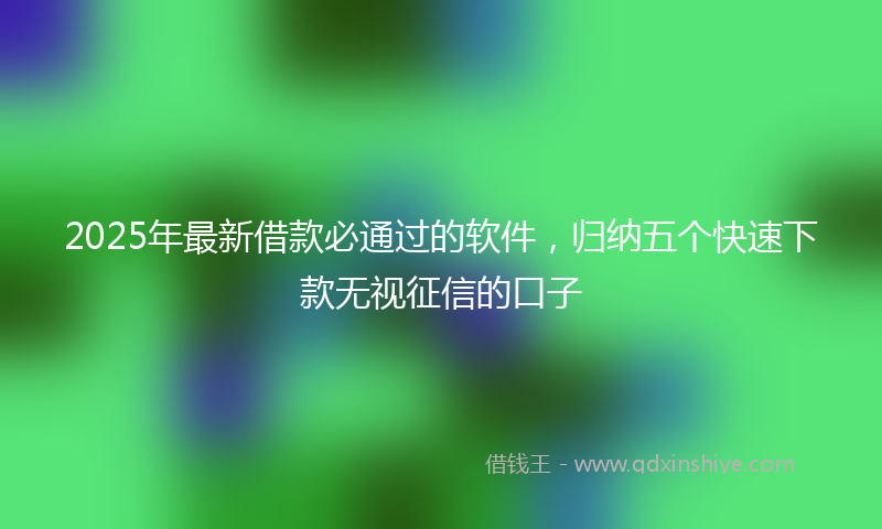2025年最新借款必通过的软件，归纳五个快速下款无视征信的口子