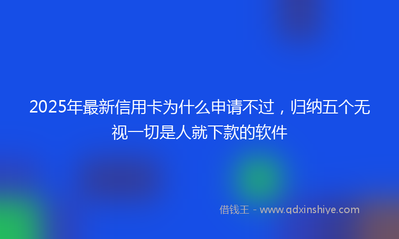 2025年最新信用卡为什么申请不过，归纳五个无视一切是人就下款的软件