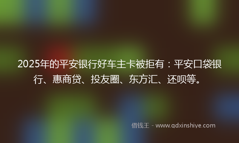 2025年的平安银行好车主卡被拒有：平安口袋银行、惠商贷、投友圈、东方汇、还呗等。