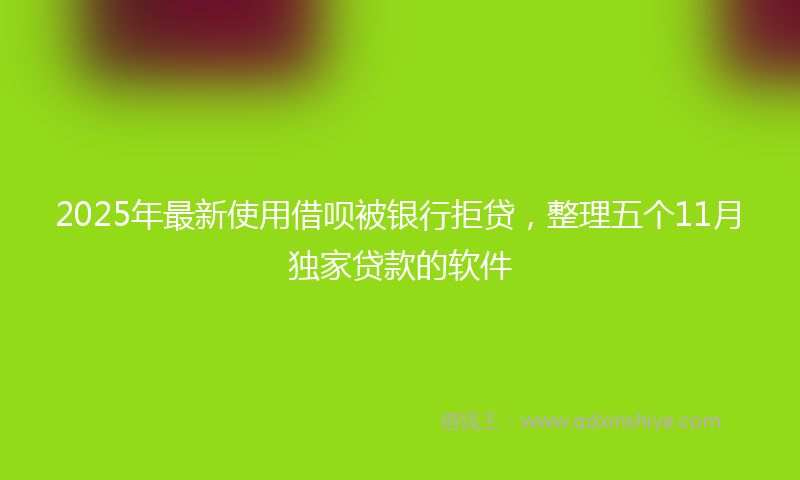 2025年最新使用借呗被银行拒贷，整理五个11月独家贷款的软件