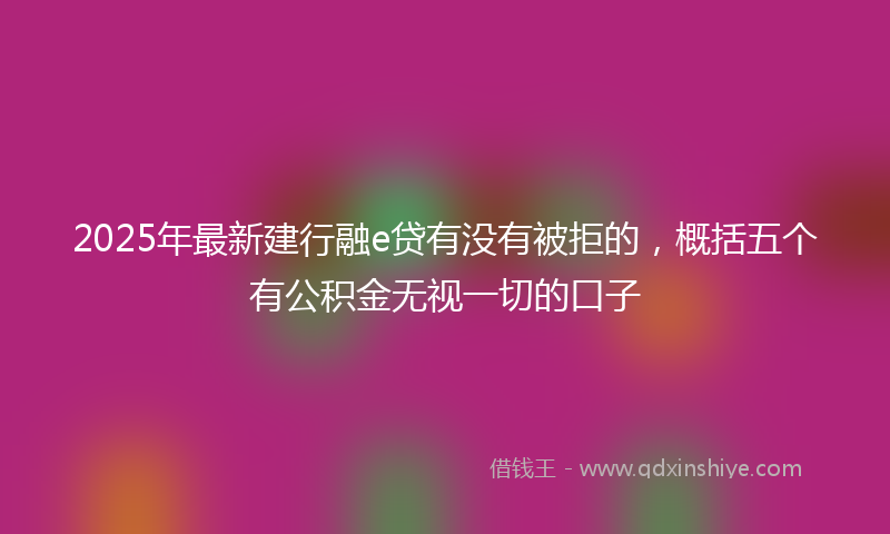 2025年最新建行融e贷有没有被拒的，概括五个有公积金无视一切的口子