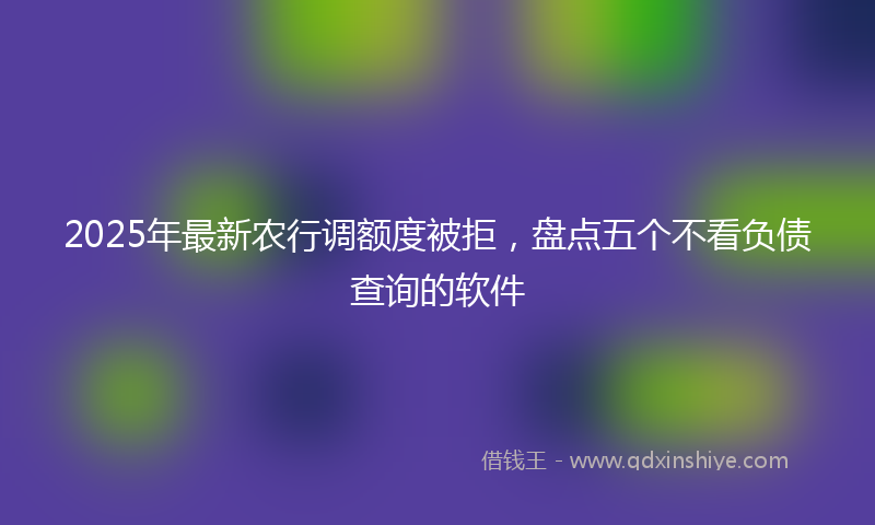 2025年最新农行调额度被拒，盘点五个不看负债查询的软件