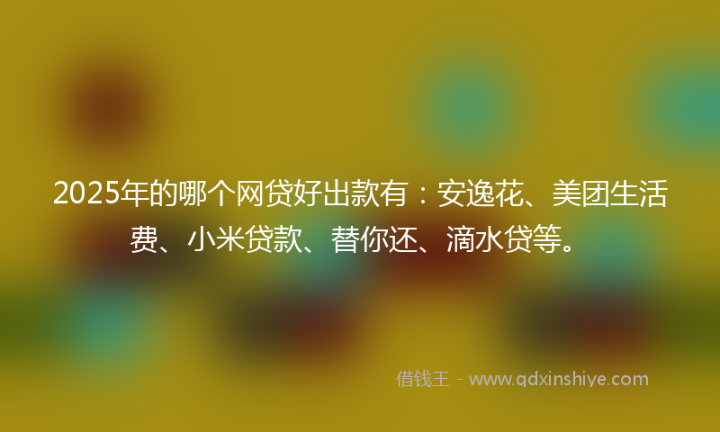 2025年的哪个网贷好出款有：安逸花、美团生活费、小米贷款、替你还、滴水贷等。