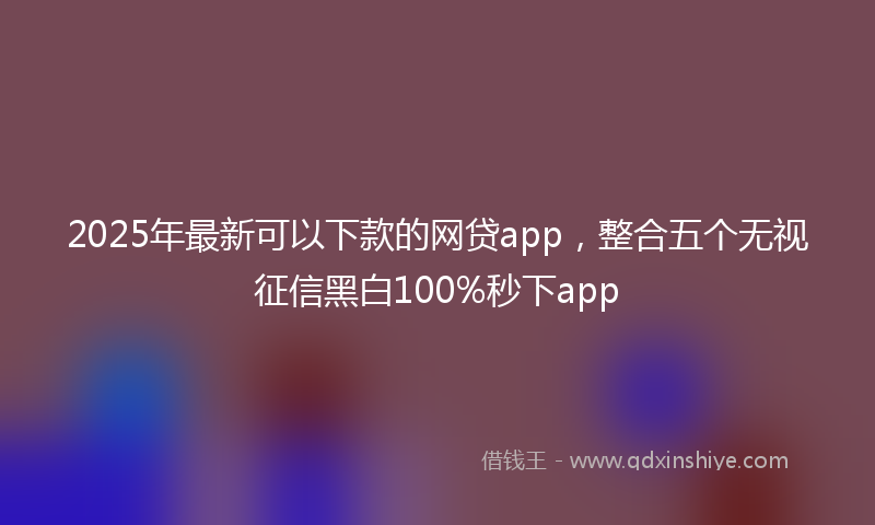 2025年最新可以下款的网贷app，整合五个无视征信黑白100%秒下app