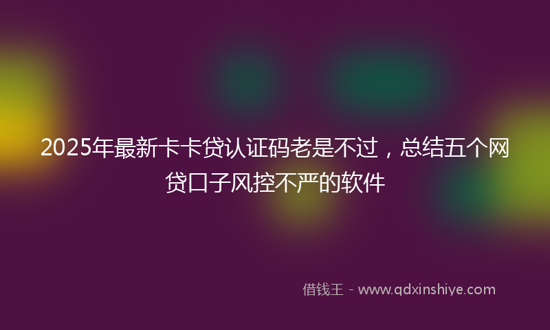 2025年最新卡卡贷认证码老是不过，总结五个网贷口子风控不严的软件
