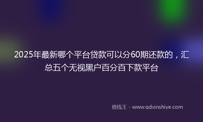 2025年最新哪个平台贷款可以分60期还款的，汇总五个无视黑户百分百下款平台