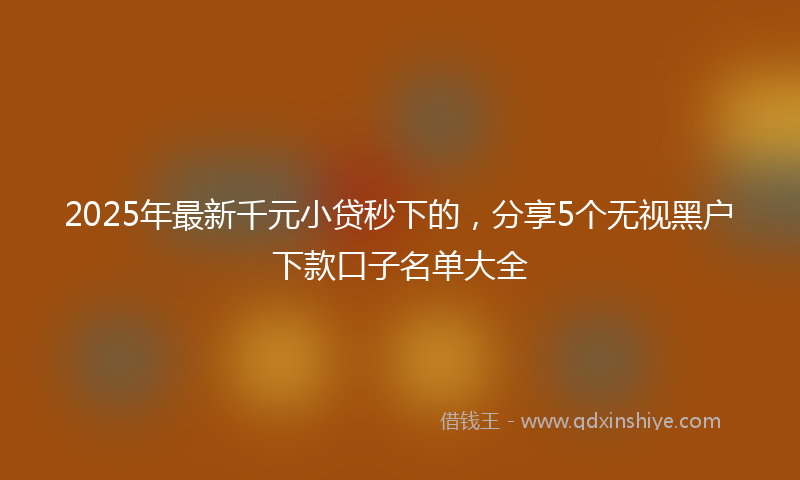 2025年最新千元小贷秒下的，分享5个无视黑户下款口子名单大全