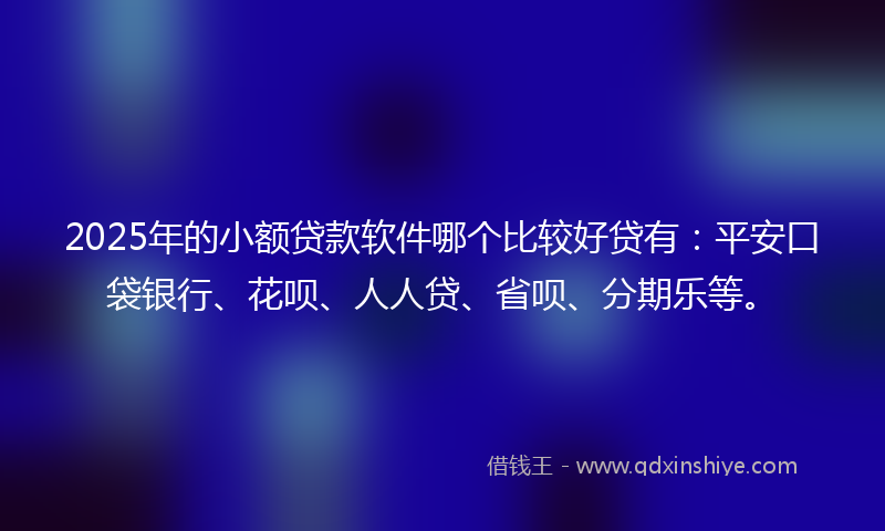 2025年的小额贷款软件哪个比较好贷有：平安口袋银行、花呗、人人贷、省呗、分期乐等。