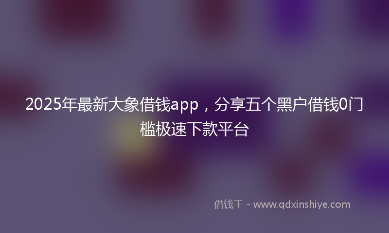 2025年最新大象借钱app，分享五个黑户借钱0门槛极速下款平台