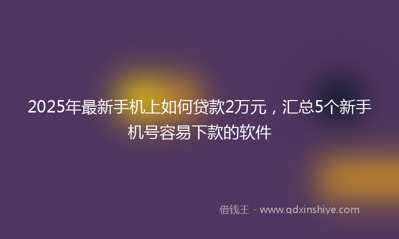 2025年最新手机上如何贷款2万元，汇总5个新手机号容易下款的软件
