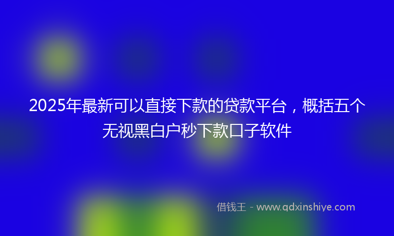 2025年最新可以直接下款的贷款平台，概括五个无视黑白户秒下款口子软件