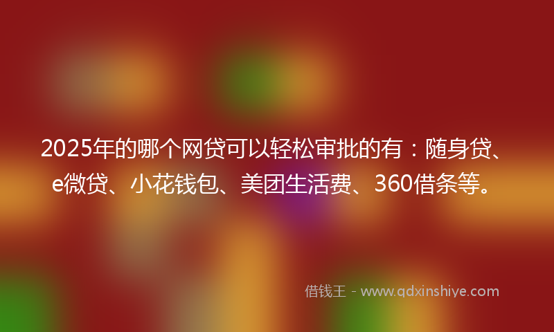 2025年的哪个网贷可以轻松审批的有：随身贷、e微贷、小花钱包、美团生活费、360借条等。