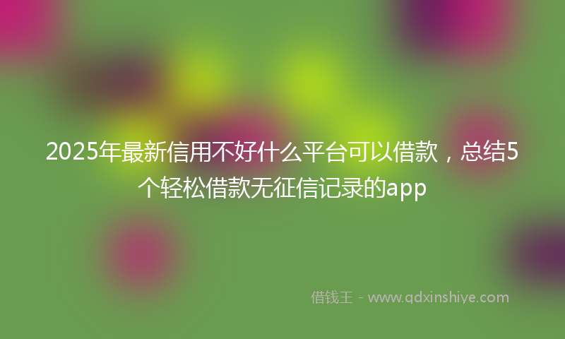 2025年最新信用不好什么平台可以借款，总结5个轻松借款无征信记录的app