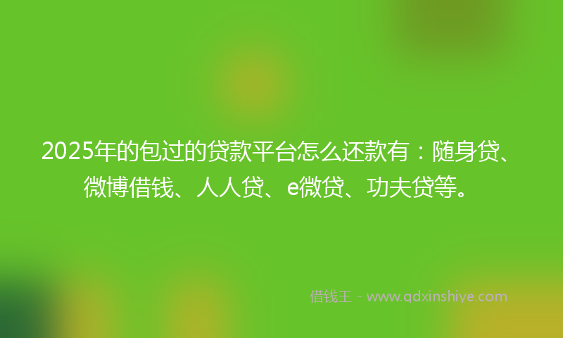 2025年的包过的贷款平台怎么还款有：随身贷、微博借钱、人人贷、e微贷、功夫贷等。