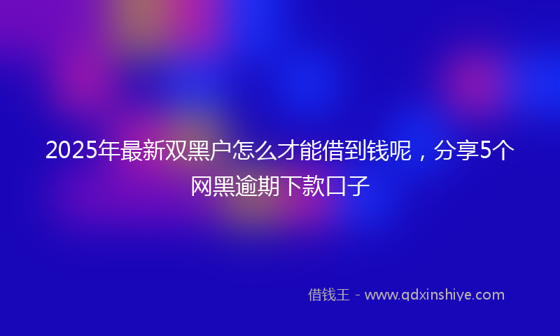 2025年最新双黑户怎么才能借到钱呢，分享5个网黑逾期下款口子