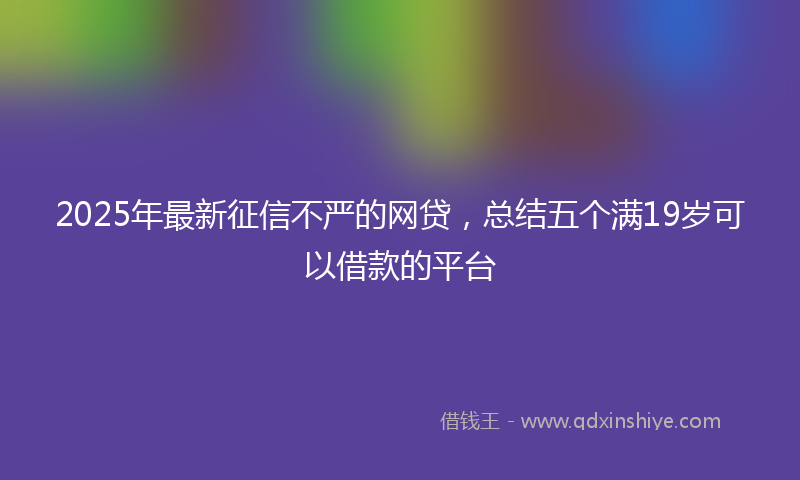 2025年最新征信不严的网贷，总结五个满19岁可以借款的平台