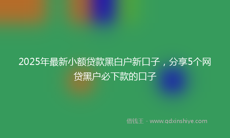 2025年最新小额贷款黑白户新口子，分享5个网贷黑户必下款的口子