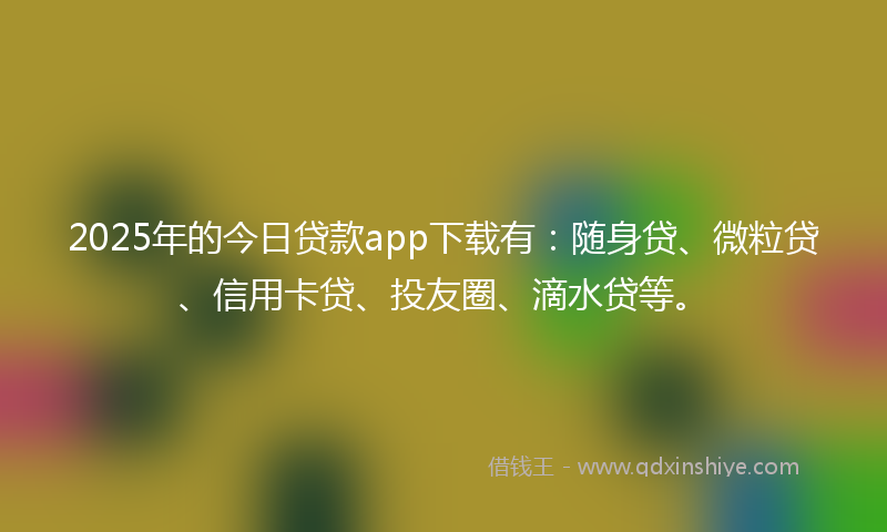 2025年的今日贷款app下载有：随身贷、微粒贷、信用卡贷、投友圈、滴水贷等。