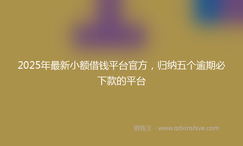 2025年最新小额借钱平台官方，归纳五个逾期必下款的平台