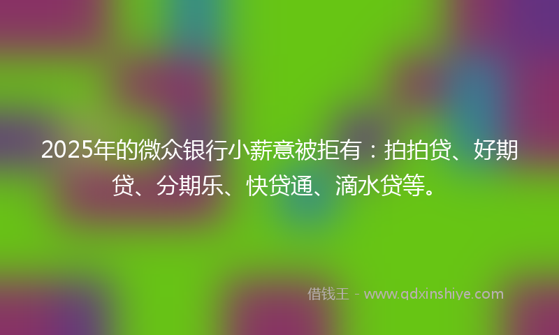 2025年的微众银行小薪意被拒有：拍拍贷、好期贷、分期乐、快贷通、滴水贷等。