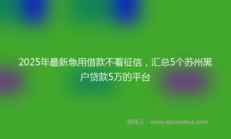 2025年最新急用借款不看征信，汇总5个苏州黑户贷款5万的平台