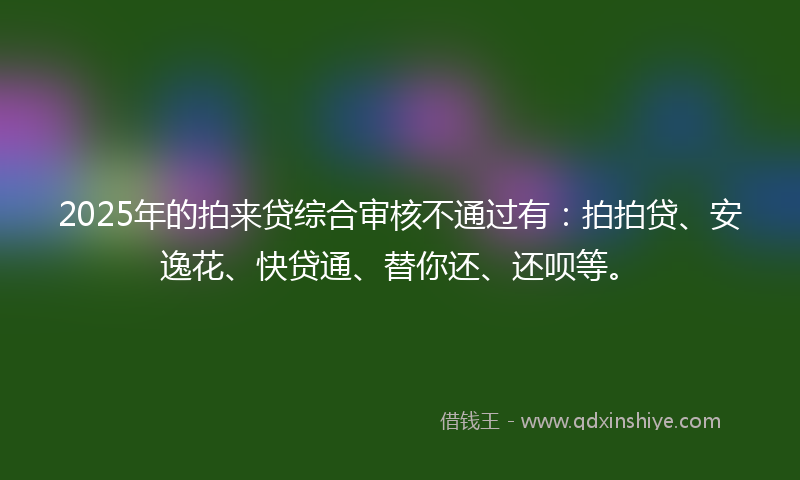2025年的拍来贷综合审核不通过有：拍拍贷、安逸花、快贷通、替你还、还呗等。