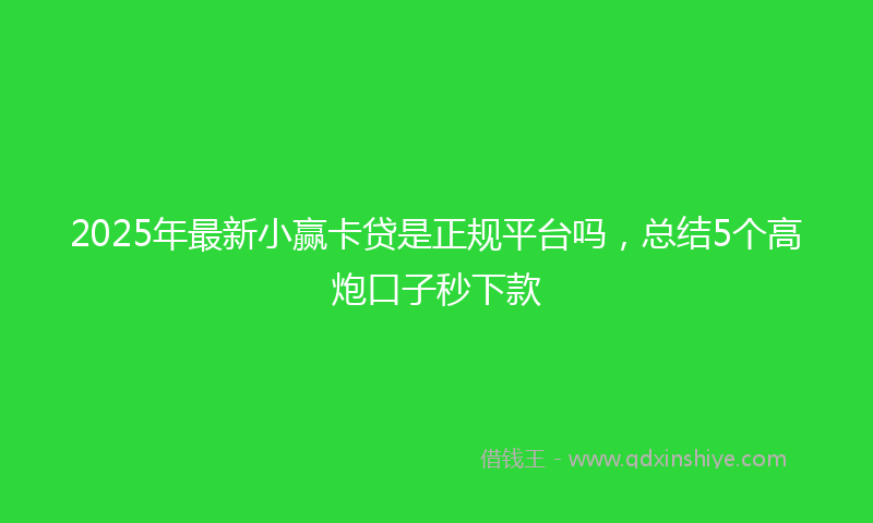 2025年最新小赢卡贷是正规平台吗，总结5个高炮口子秒下款