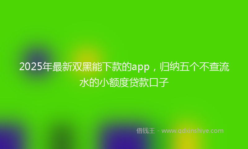 2025年最新双黑能下款的app，归纳五个不查流水的小额度贷款口子