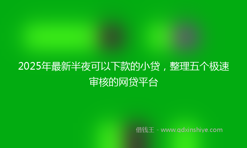 2025年最新半夜可以下款的小贷，整理五个极速审核的网贷平台