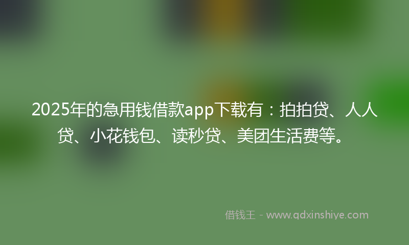 2025年的急用钱借款app下载有：拍拍贷、人人贷、小花钱包、读秒贷、美团生活费等。