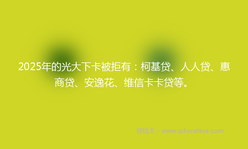 2025年的光大下卡被拒有：柯基贷、人人贷、惠商贷、安逸花、维信卡卡贷等。