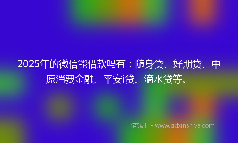 2025年的微信能借款吗有：随身贷、好期贷、中原消费金融、平安i贷、滴水贷等。