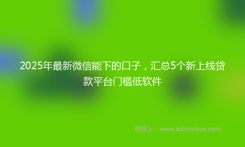 2025年最新微信能下的口子，汇总5个新上线贷款平台门槛低软件