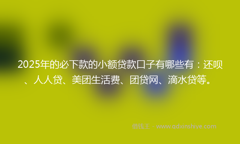 2025年的必下款的小额贷款口子有哪些有：还呗、人人贷、美团生活费、团贷网、滴水贷等。
