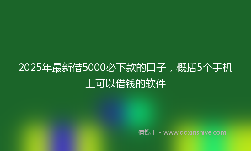 2025年最新借5000必下款的口子，概括5个手机上可以借钱的软件
