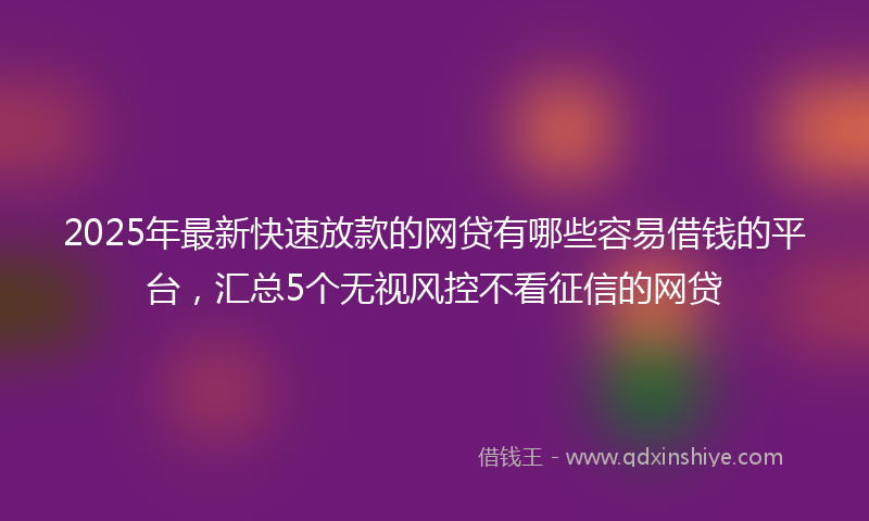 2025年最新快速放款的网贷有哪些容易借钱的平台，汇总5个无视风控不看征信的网贷