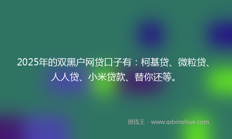 2025年的双黑户网贷口子有：柯基贷、微粒贷、人人贷、小米贷款、替你还等。