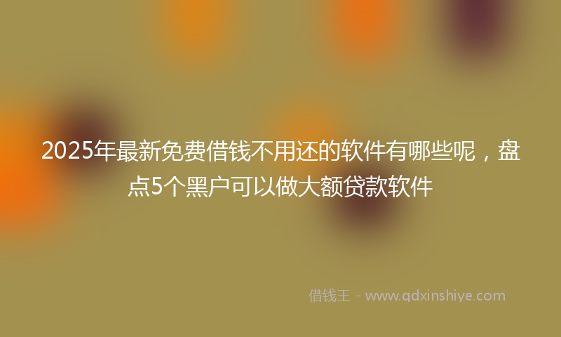 2025年最新免费借钱不用还的软件有哪些呢，盘点5个黑户可以做大额贷款软件