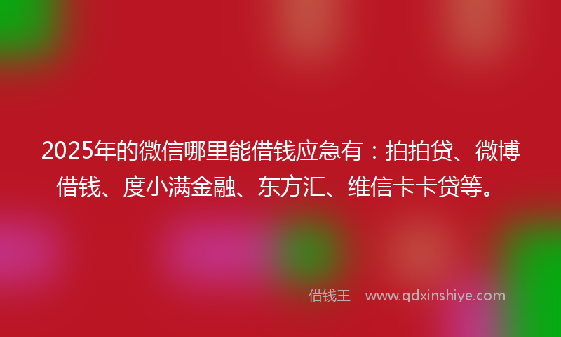 2025年的微信哪里能借钱应急有：拍拍贷、微博借钱、度小满金融、东方汇、维信卡卡贷等。