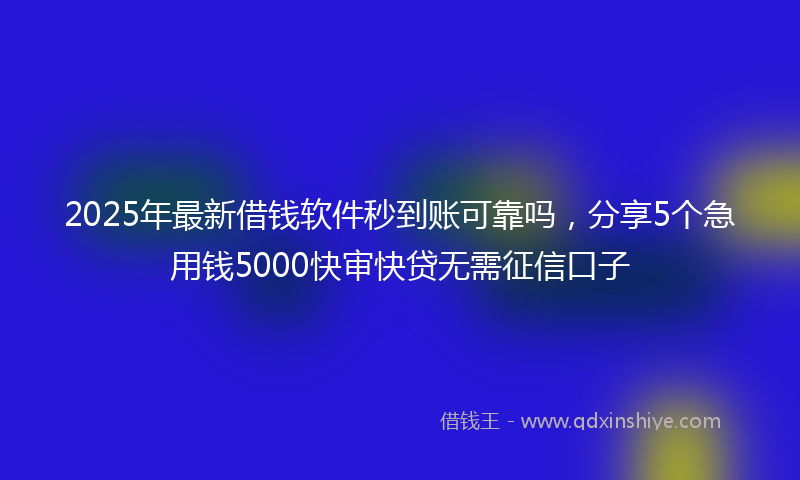 2025年最新借钱软件秒到账可靠吗，分享5个急用钱5000快审快贷无需征信口子