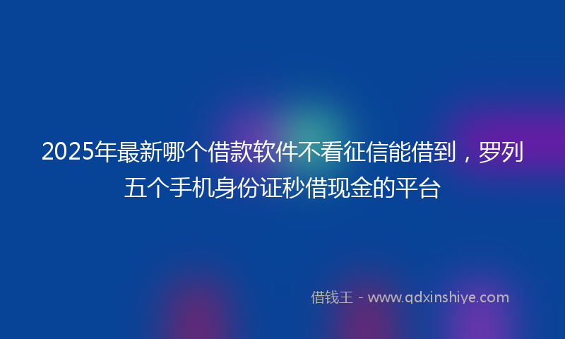 2025年最新哪个借款软件不看征信能借到，罗列五个手机身份证秒借现金的平台