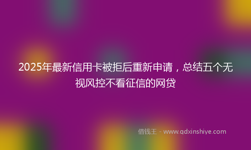 2025年最新信用卡被拒后重新申请，总结五个无视风控不看征信的网贷
