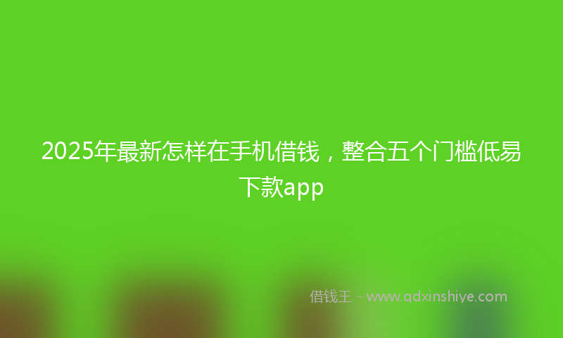 2025年最新怎样在手机借钱，整合五个门槛低易下款app