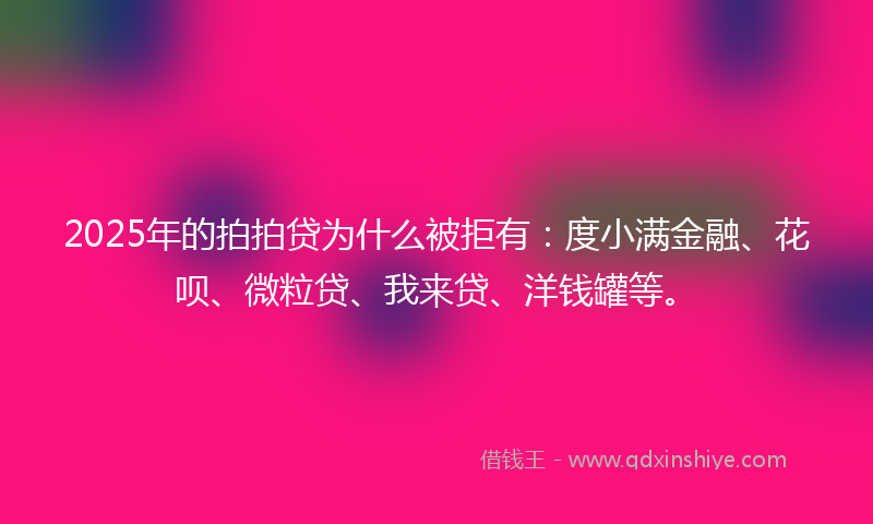 2025年的拍拍贷为什么被拒有：度小满金融、花呗、微粒贷、我来贷、洋钱罐等。