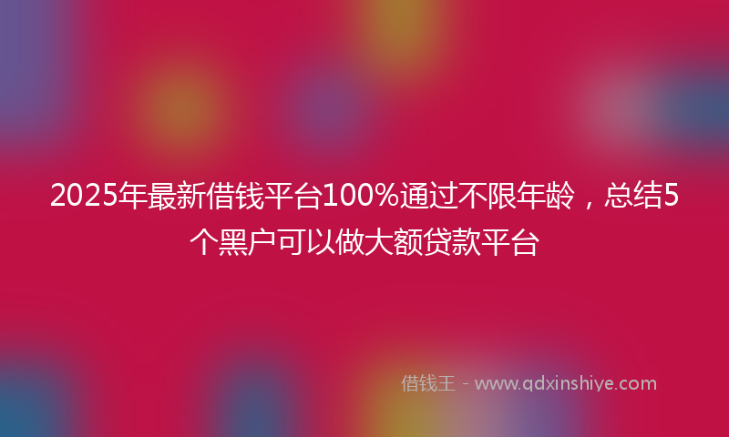 2025年最新借钱平台100%通过不限年龄，总结5个黑户可以做大额贷款平台
