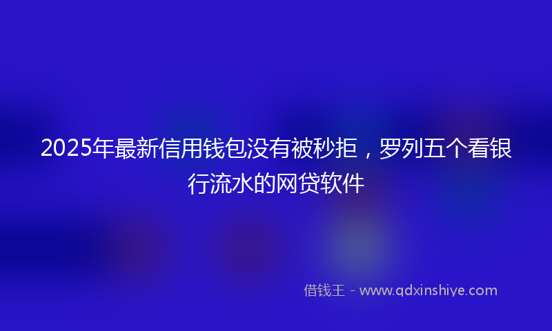 2025年最新信用钱包没有被秒拒，罗列五个看银行流水的网贷软件